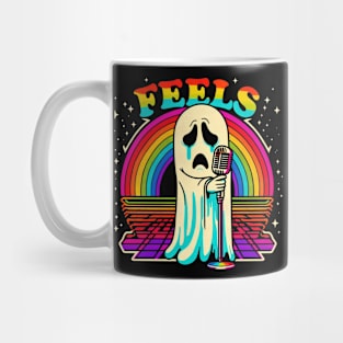 Feels, Retro Sad Ghost Illustration Mug